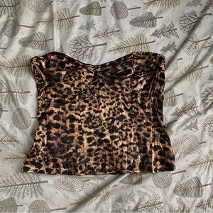 Leopard Print Strapless Corset Top